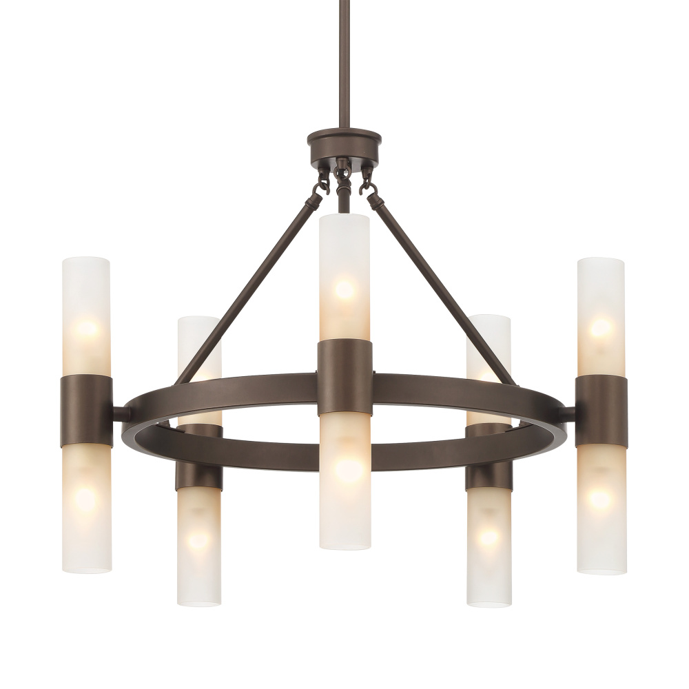 Wry Lighting Lyssna Cirkel 10-light Chandelier in Modern Bronze